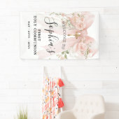 Pink Bow Rose Floral Girl First Communion Vertical Banner (Insitu)