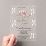 Pink Bow Royal Crow Confetti Sweet 16 Acryleinladungen<br><div class="desc">Royal crown,  confetti,  and pink bow on a transparent background.</div>