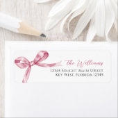 Pink Bow Rücksendeadressen-Aufkleber (Insitu)