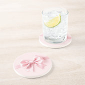 Pink Bow Sandstone Untersetzer (Seite)