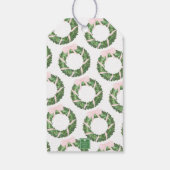 Pink Bow Sash Weihnachtscreme Wraath Umrandung Geschenkanhänger (Rückseite)