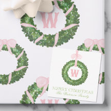 Pink Bow Sash Weihnachtscreme Wraath Umrandung