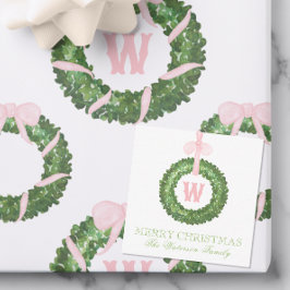 Pink Bow Sash Weihnachtscreme Wraath Umrandung Mitteilungskarte
