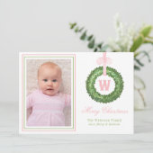 Pink Bow Sash Weihnachtsfeier Feiertagskarte (Stehend Vorderseite)