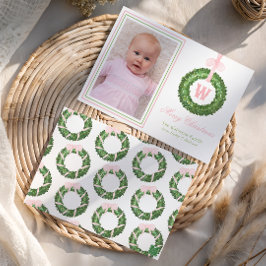 Pink Bow Sash Weihnachtsfeier Feiertagskarte