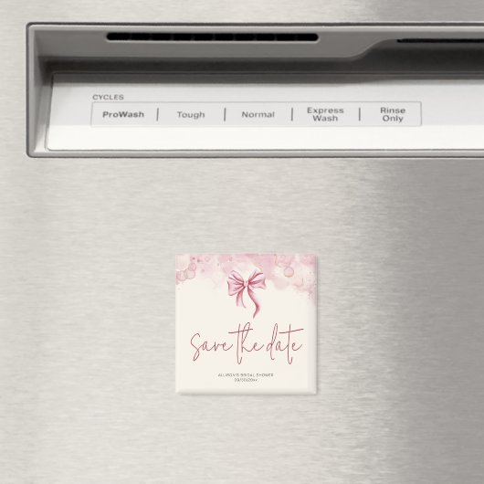 Pink Bow Save the Date Bridal Shower Magnet (In Situ (Geschirrspüler))
