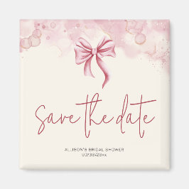 Pink Bow Save the Date Bridal Shower Magnet