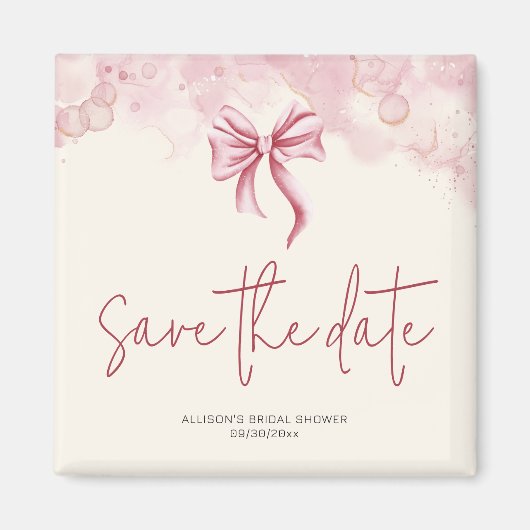 Pink Bow Save the Date Bridal Shower Magnet (Vorne)