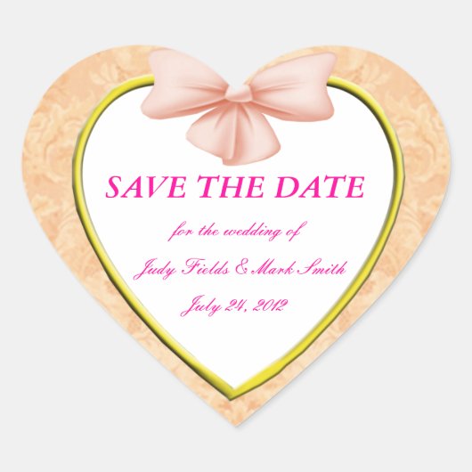 Pink Bow Save the Date Stickers (Vorderseite)