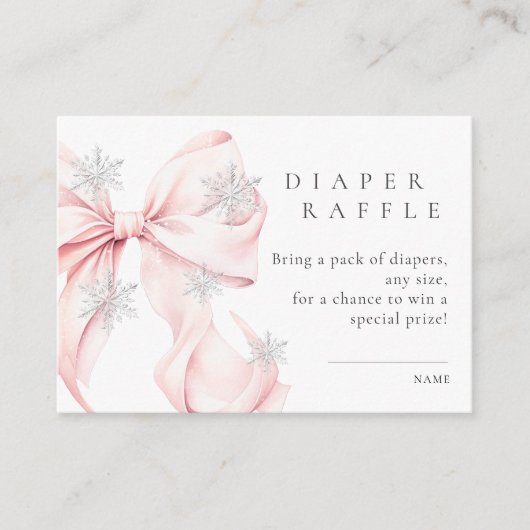 Pink Bow Schneeflocken Kinderdusche Windelwindeln Begleitkarte (Vorderseite)
