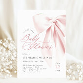 Pink Bow Script Baby Dusche Einladung