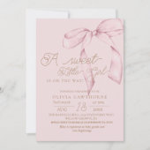 Pink Bow Script Baby Shower Invitation Einladung (Vorderseite)