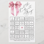 Pink Bow Script Finden Sie das Gast-Bingo-Spiel (Vorderseite)
