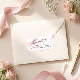 Pink Bow Script Graduation Return Address Label Adressaufkleber