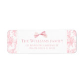Pink Bow Shabby Baby Dusche Rücksendeadressen-Aufk (Vorne)