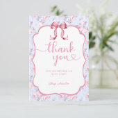 Pink Bow Shabby Chic Babydusche Danke (Stehend Vorderseite)