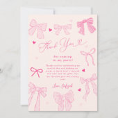 Pink Bow Shabby Chic Geburtstagsparty Dankeskarte (Vorderseite)