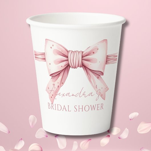 Pink Bow Shes binden das Brautparty des Knotens Pappbecher