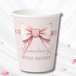 Pink Bow Shes binden das Brautparty des Knotens Pappbecher