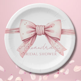 Pink Bow Shes binden das Brautparty des Knotens Pappteller