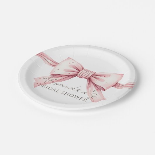 Pink Bow Shes binden das Brautparty des Knotens Pappteller (Schrägansicht)