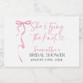 Pink Bow Shes binden das Brautparty des Knotens Schaumweinetikett (Einzelnes Label)