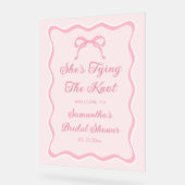 Pink Bow Shes binden das Brautparty des Knotens Wi Acrylschild (Winkel)