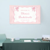 Pink Bow Shes bindet den Knoten-Junggeselinnen-Abs Banner (Messeveranstaltung)