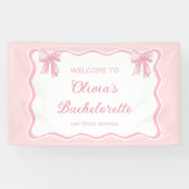 Pink Bow Shes bindet den Knoten-Junggeselinnen-Abs Banner (Horizontal)