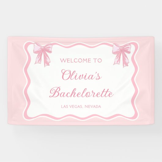 Pink Bow Shes bindet den Knoten-Junggeselinnen-Abs Banner (Horizontal)