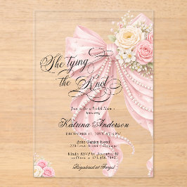 Pink Bow She's Tying the Knot Bridal Shower Acryleinladungen