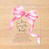 Pink Bow She's Tying the Knot Bridal Shower  Acryleinladungen (Vorderseite)
