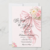 Pink Bow She's Tying the Knot Bridal Shower Einladung (Vorderseite)