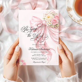 Pink Bow She's Tying the Knot Bridal Shower Einladung