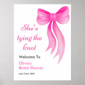 Pink Bow She's Tying the Knot Bridal Shower Poster (Vorne)