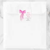 Pink Bow She's Tying the Knot Bridal Shower  Quadratischer Aufkleber (Tasche)