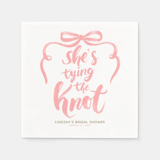 Pink Bow She's Tying the Knot Bridal Shower Serviette (Vorderseite)
