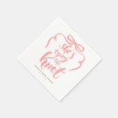 Pink Bow She's Tying the Knot Bridal Shower Serviette (Ecke)