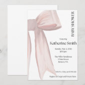 PINK BOW SHOWER BABY EINLADUNG (Vorne/Hinten)