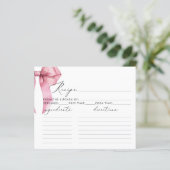 Pink Bow Sie bindet Bridal Rezeptkarte (Stehend Vorderseite)