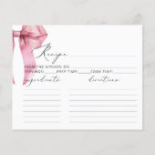 Pink Bow Sie bindet Bridal Rezeptkarte (Vorderseite)