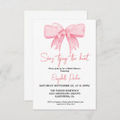 Pink Bow, sie bindet das Brautparty am Knoten Einladung (Vorne/Hinten)