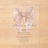 Pink Bow Sie bindet das Brautparty des Knotens Acryleinladungen (Vorderseite)