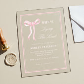 Pink Bow Sie bindet das Brautparty des Knotens Acryleinladungen