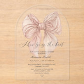 Pink Bow Sie bindet das Brautparty des Knotens Acryleinladungen (Vorderseite)