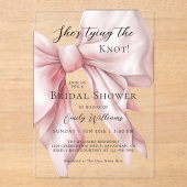 Pink Bow Sie bindet das Brautparty des Knotens Acryleinladungen (Vorderseite)