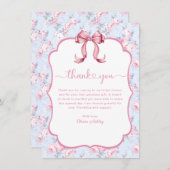 Pink Bow Sie bindet das Brautparty des Knotens Dankeskarte (Vorne/Hinten)