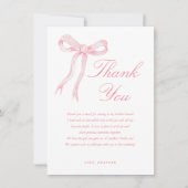 Pink Bow Sie bindet das Brautparty des Knotens Dankeskarte (Vorderseite)