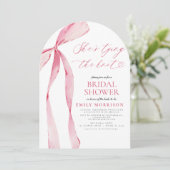 Pink Bow Sie bindet das Brautparty des Knotens Einladung (Stehend Vorderseite)