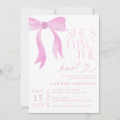 Pink Bow Sie bindet das Brautparty des Knotens Einladung (Vorderseite)